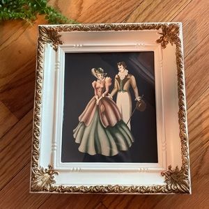 Vtg Framed Turner Victorian Couple Litho Shabby Chic